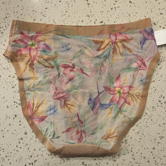 NWT EBY Kiki Mesh High Cut High Waisted Sheer Floral Panties Sz Small - Picture 8 of 10
